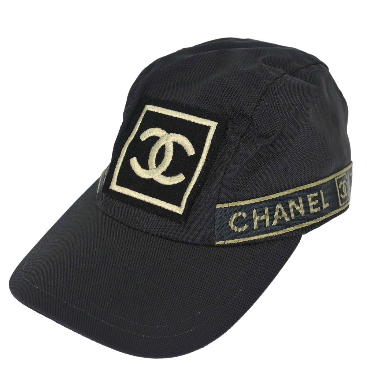 Chanel Sport Line Black #M Cap Hat Small Good