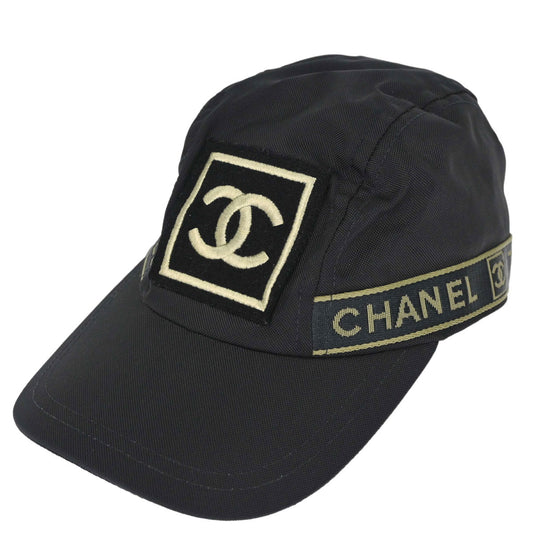 Chanel Sport Line Black #M Cap Hat Small Good