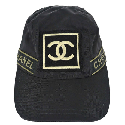 Chanel Sport Line Black #M Cap Hat Small Good