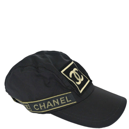 Chanel Sport Line Black #M Cap Hat Small Good