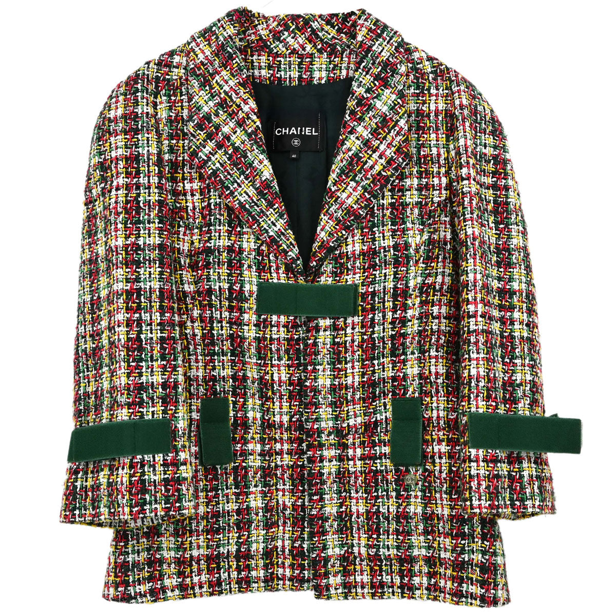 Chanel 2017 Hook and Loop Tape Jacket Tweed Green #40