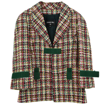 Chanel 2017 Hook and Loop Tape Jacket Tweed Green #40