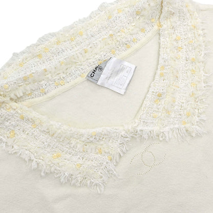Chanel 2005 Short Sleeve Top Sequins Ivory #40