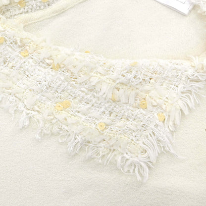 Chanel 2005 Short Sleeve Top Sequins Ivory #40