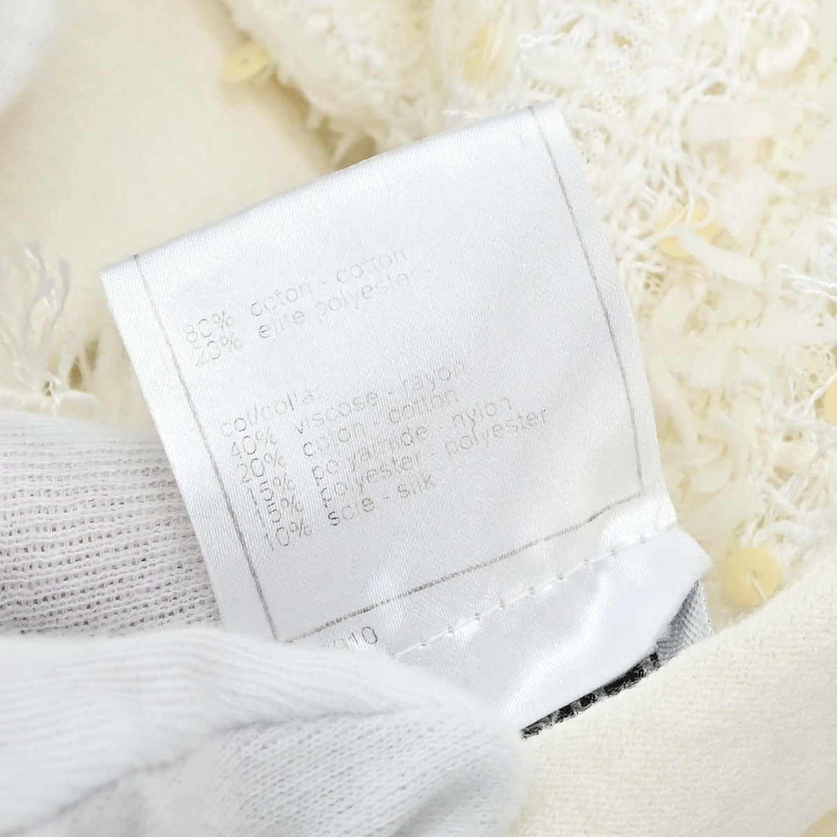 Chanel 2005 Short Sleeve Top Sequins Ivory #40