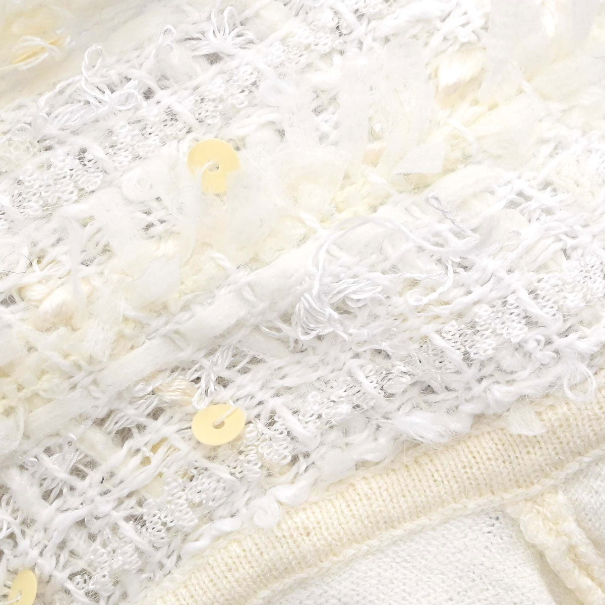 Chanel 2005 Short Sleeve Top Sequins Ivory #40