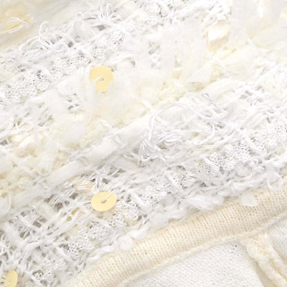 Chanel 2005 Short Sleeve Top Sequins Ivory #40