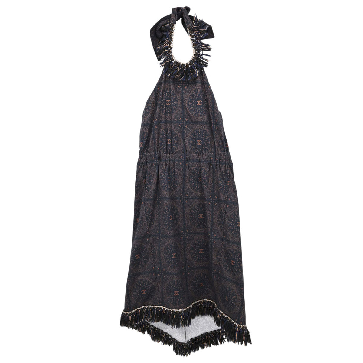 Chanel 2014 Paisley Halter Dress Navy #36