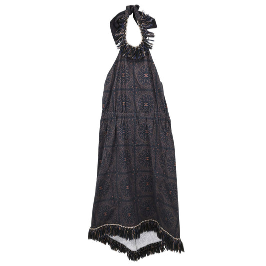 Chanel 2014 Paisley Halter Dress Navy #36