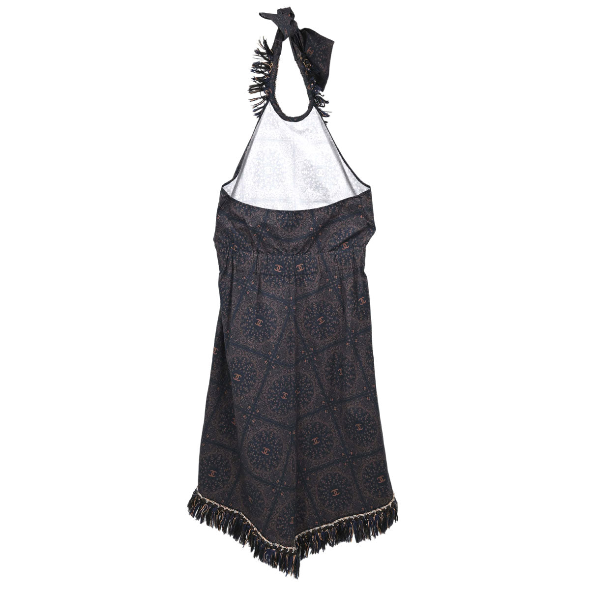 Chanel 2014 Paisley Halter Dress Navy #36