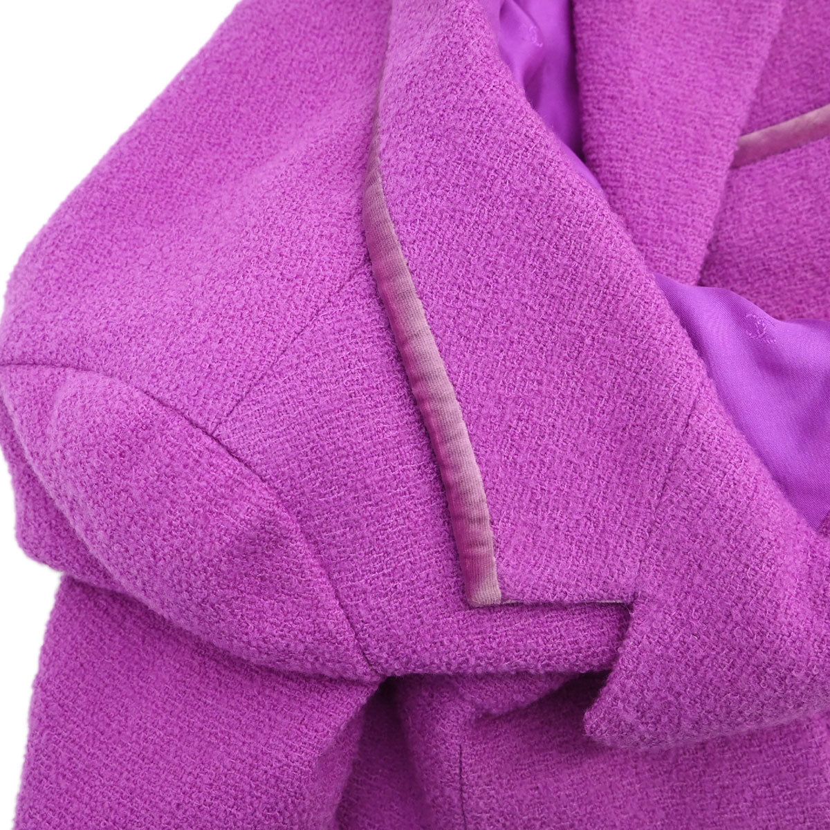 Chanel 1996 Setup Suit Jacket Skirt Tweed Velvet Purple #34