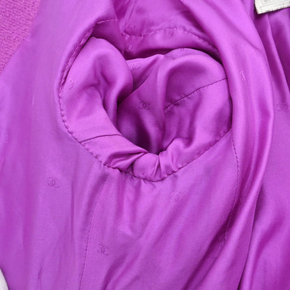 Chanel 1996 Setup Suit Jacket Skirt Tweed Velvet Purple #34