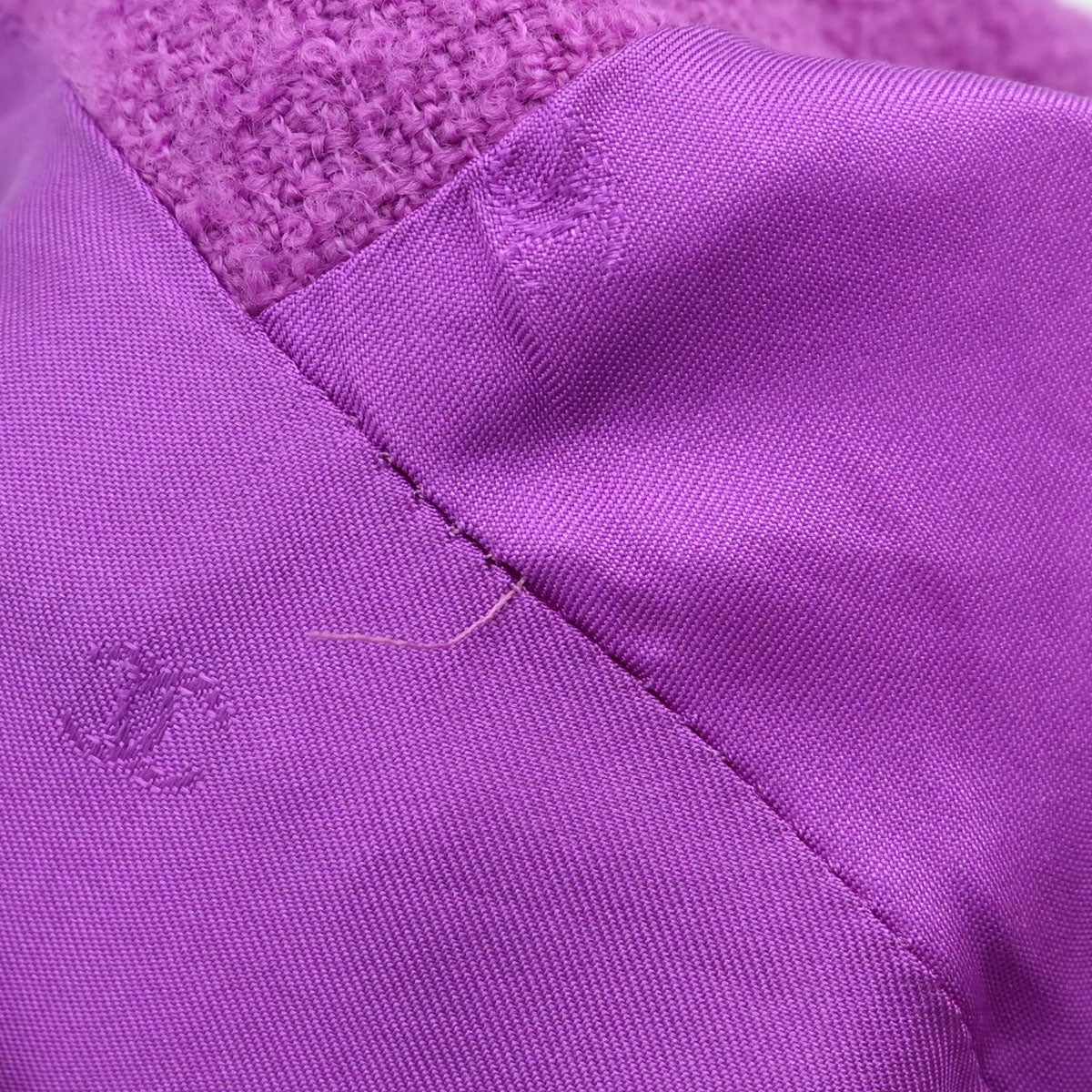 Chanel 1996 Setup Suit Jacket Skirt Tweed Velvet Purple #34