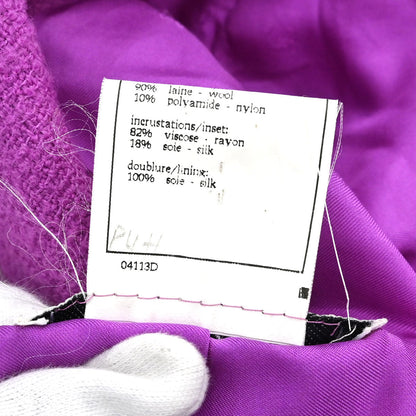 Chanel 1996 Setup Suit Jacket Skirt Tweed Velvet Purple #34