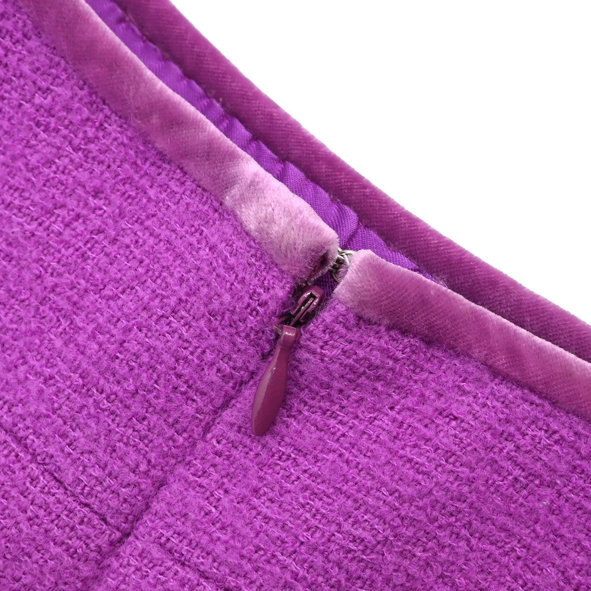 Chanel 1996 Setup Suit Jacket Skirt Tweed Velvet Purple #34