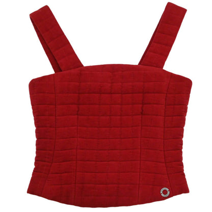 Chanel 2000 Quilted Cotton Sleeveless Top Red #36
