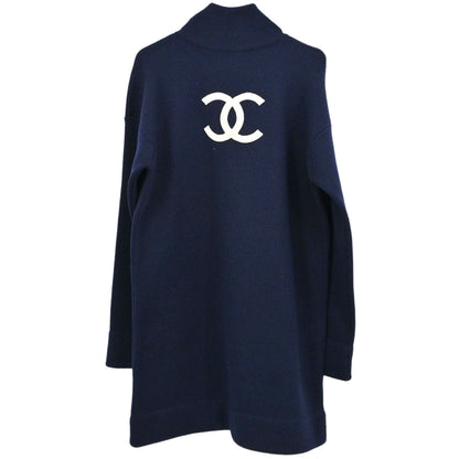 Chanel Turtleneck Sweater Knit Top Navy