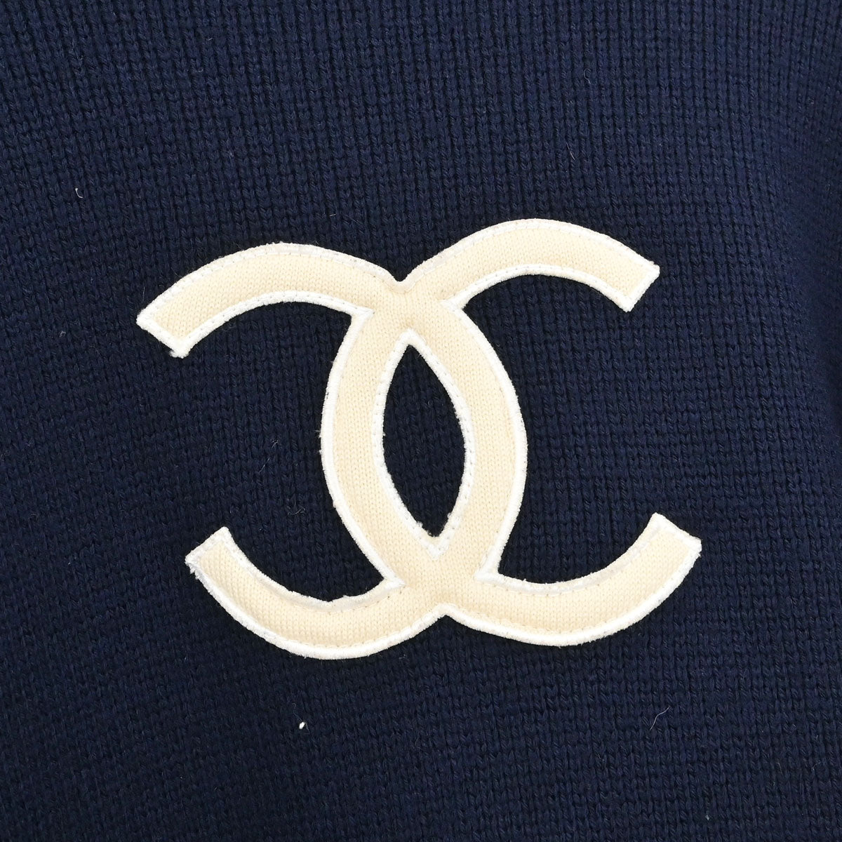 Chanel Turtleneck Sweater Knit Top Navy