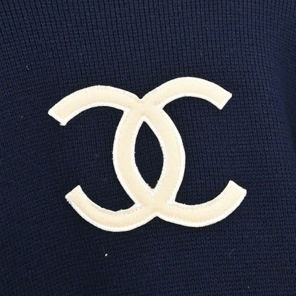 Chanel Turtleneck Sweater Knit Top Navy