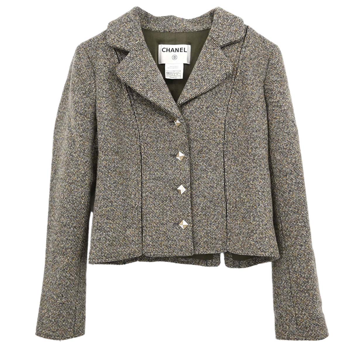 Chanel 2003 Single Breasted Tweed Jacket Brown #40