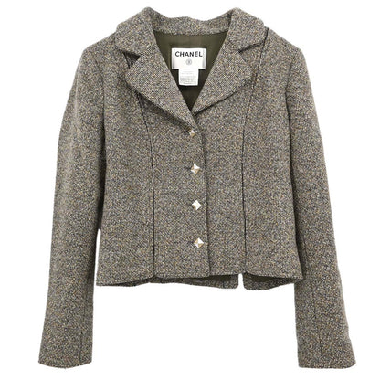 Chanel 2003 Single Breasted Tweed Jacket Brown #40