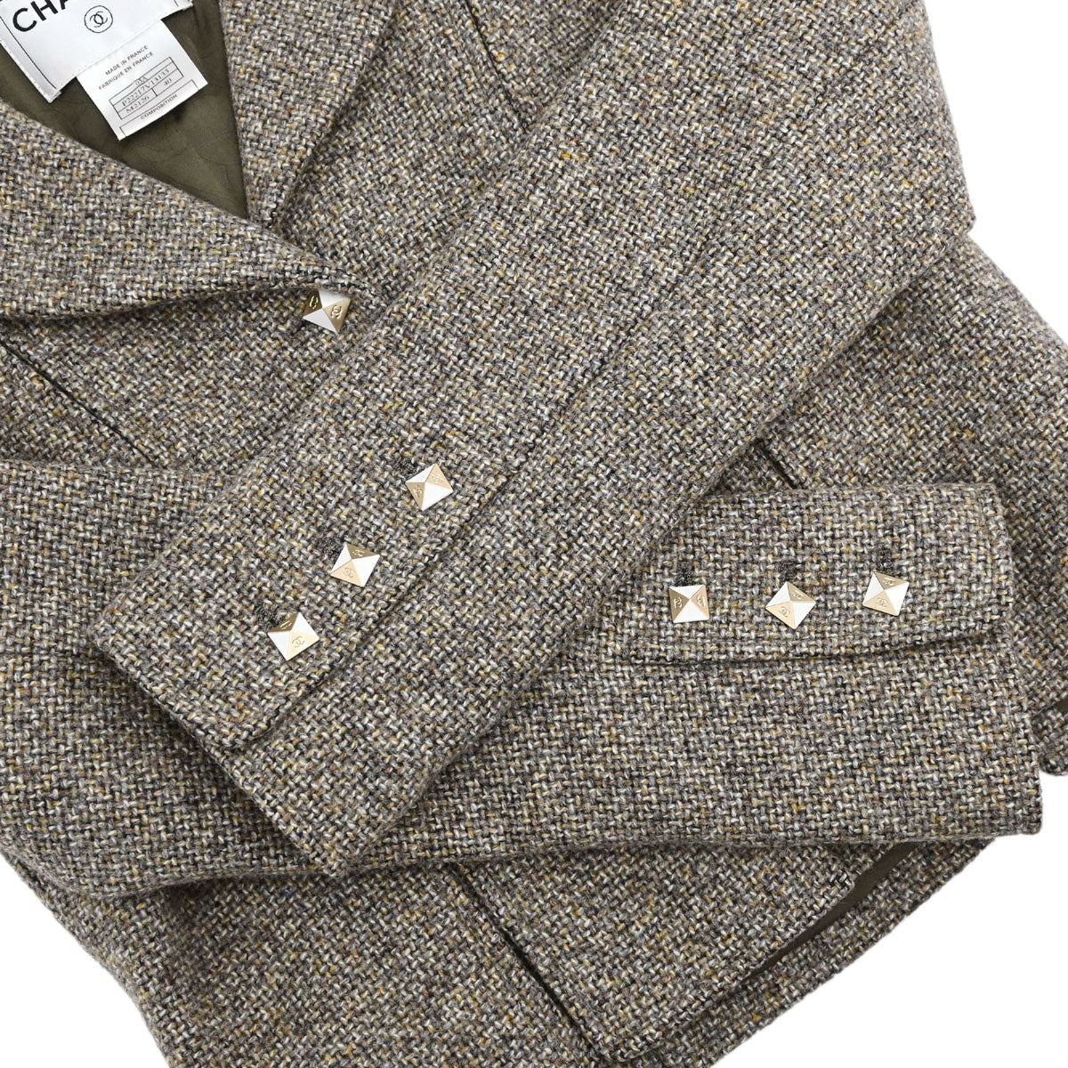 Chanel 2003 Single Breasted Tweed Jacket Brown #40