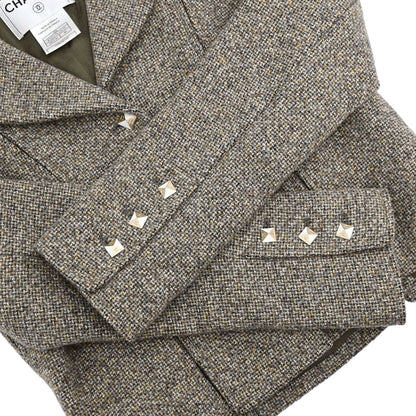 Chanel 2003 Single Breasted Tweed Jacket Brown #40