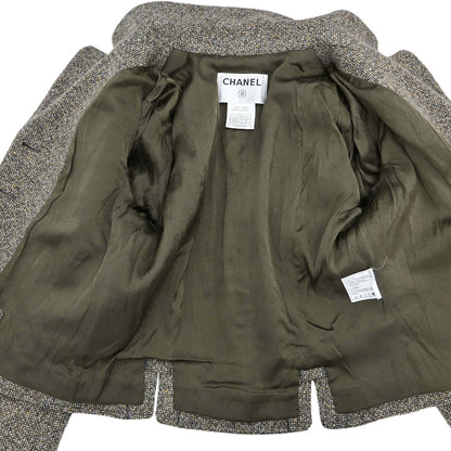 Chanel 2003 Single Breasted Tweed Jacket Brown #40