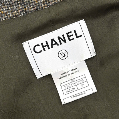 Chanel 2003 Single Breasted Tweed Jacket Brown #40