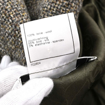 Chanel 2003 Single Breasted Tweed Jacket Brown #40