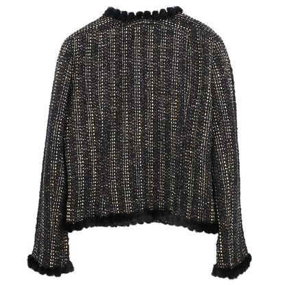 Chanel 2003 Mink Fur Trim Tweed Jacket #46