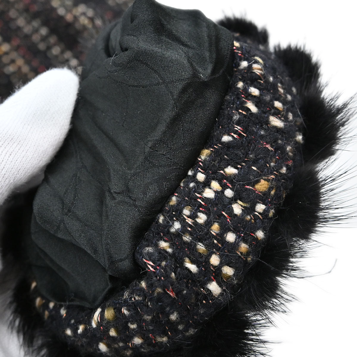 Chanel 2003 Mink Fur Trim Tweed Jacket #46