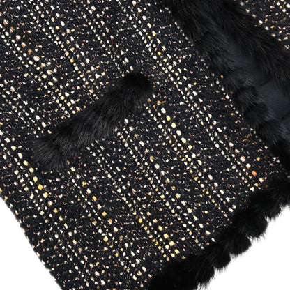 Chanel 2003 Mink Fur Trim Tweed Jacket #46