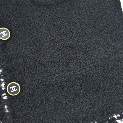 Chanel Collarless Tweed Jacket Black #40
