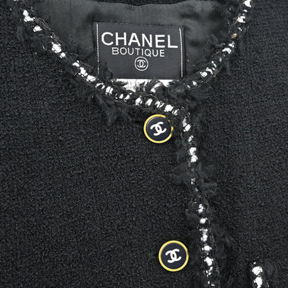 Chanel Collarless Tweed Jacket Black #40