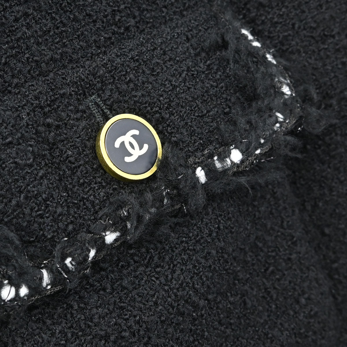 Chanel Collarless Tweed Jacket Black #40