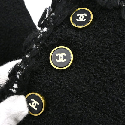 Chanel Collarless Tweed Jacket Black #40