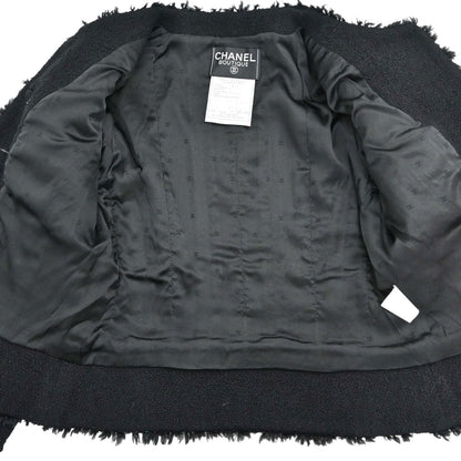 Chanel Collarless Tweed Jacket Black #40