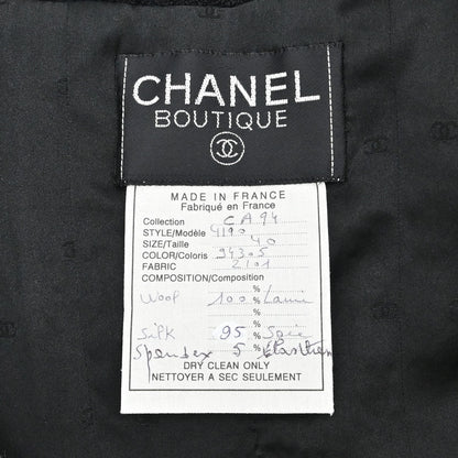 Chanel Collarless Tweed Jacket Black #40