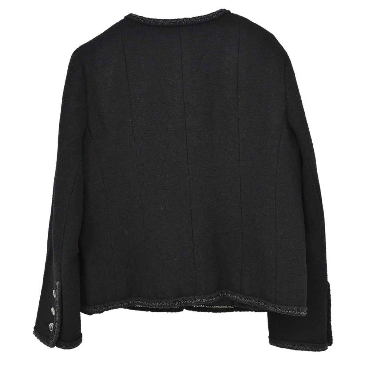 Chanel 2008 Collarless Tweed Jacket Black #46