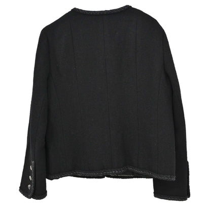 Chanel 2008 Collarless Tweed Jacket Black #46