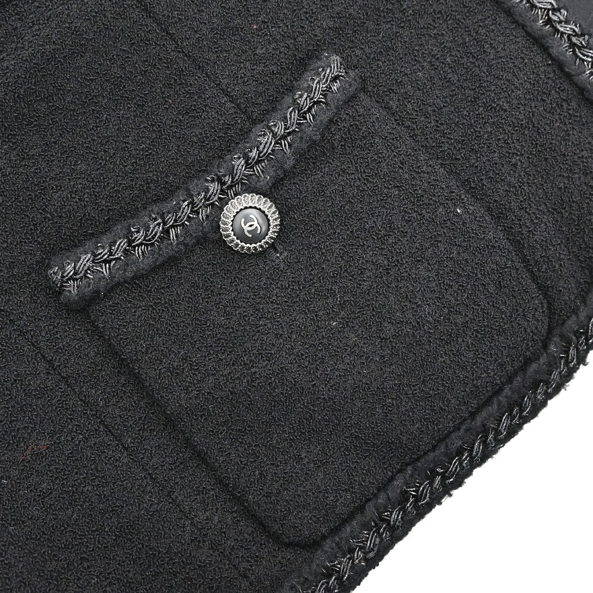Chanel 2008 Collarless Tweed Jacket Black #46