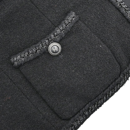 Chanel 2008 Collarless Tweed Jacket Black #46