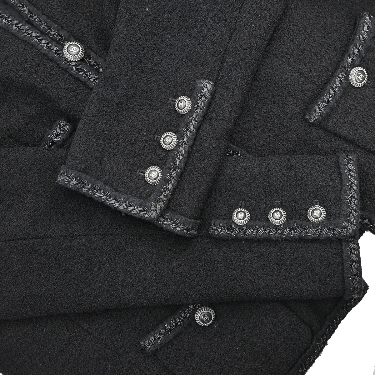 Chanel 2008 Collarless Tweed Jacket Black #46