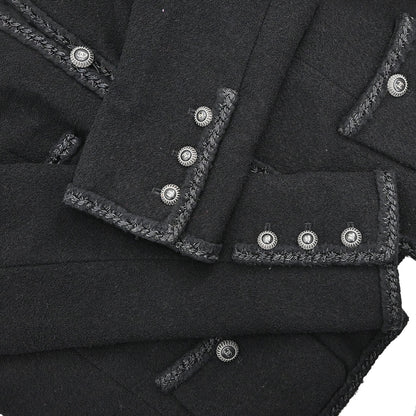 Chanel 2008 Collarless Tweed Jacket Black #46