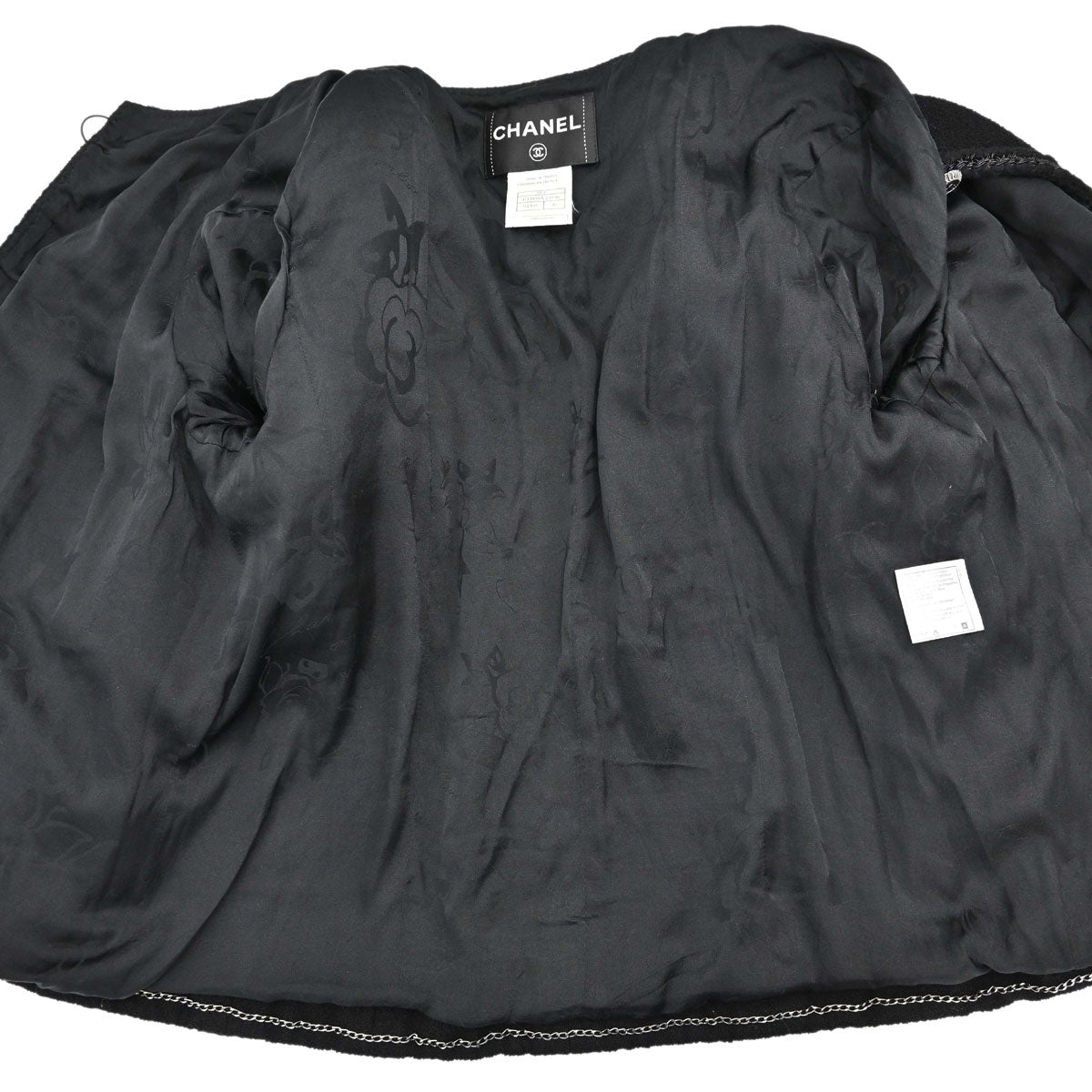Chanel 2008 Collarless Tweed Jacket Black #46