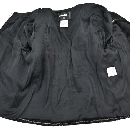 Chanel 2008 Collarless Tweed Jacket Black #46