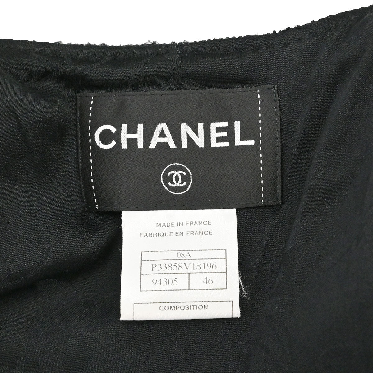 Chanel 2008 Collarless Tweed Jacket Black #46