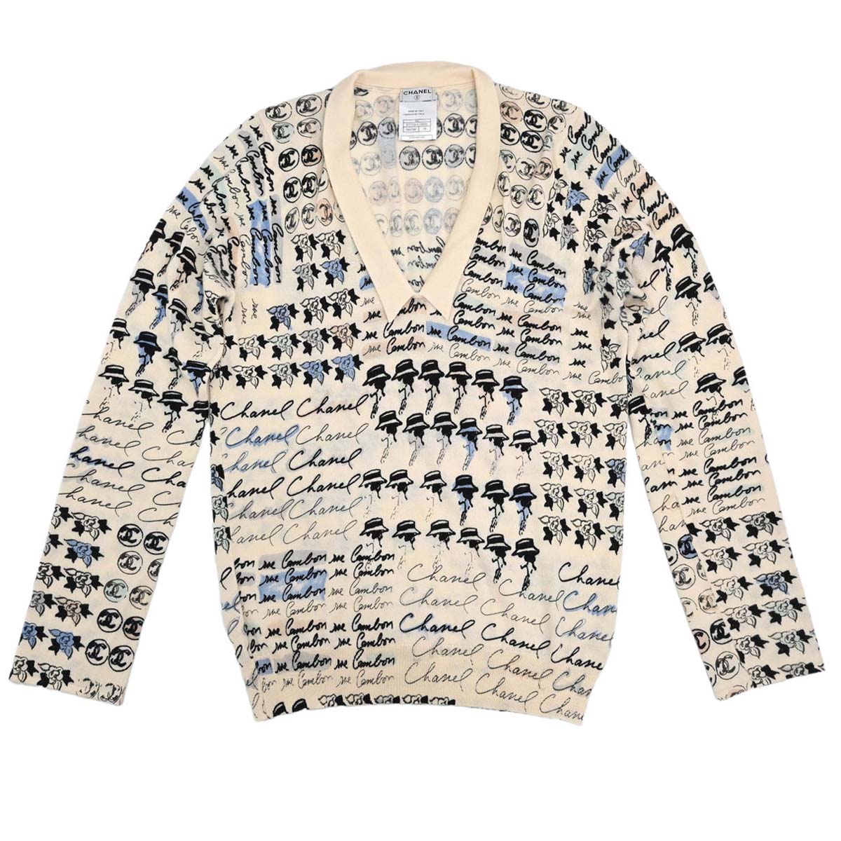 Chanel 2006 All-over Print Long Sleeve Top Light Beige #38