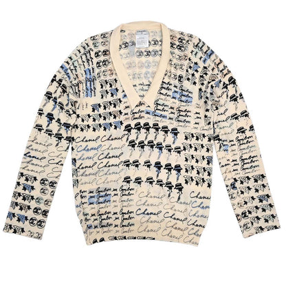 Chanel 2006 All-over Print Long Sleeve Top Light Beige #38